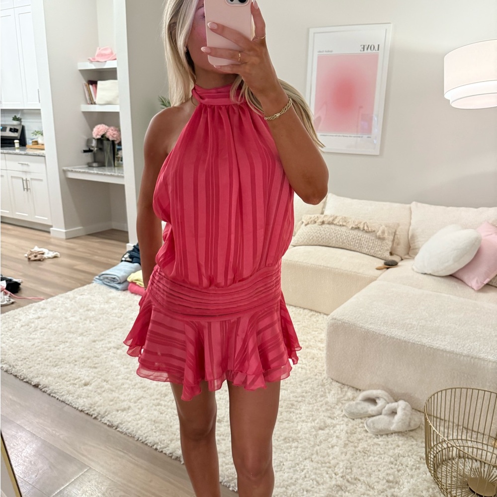 Peppermayo Pink Halter Mini Dress